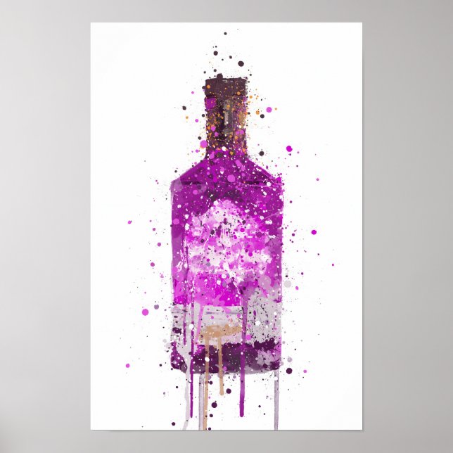 Gin Bottle Wall Art Print 'Magenta' Poster (Framsidan)