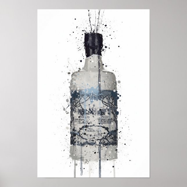 Gin Bottle Wall Art Print 'Rock Pool' Poster (Framsidan)