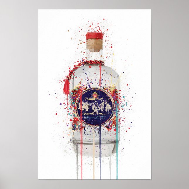 Gin Bottle Wall Art Print 'Tusk' Poster (Framsidan)