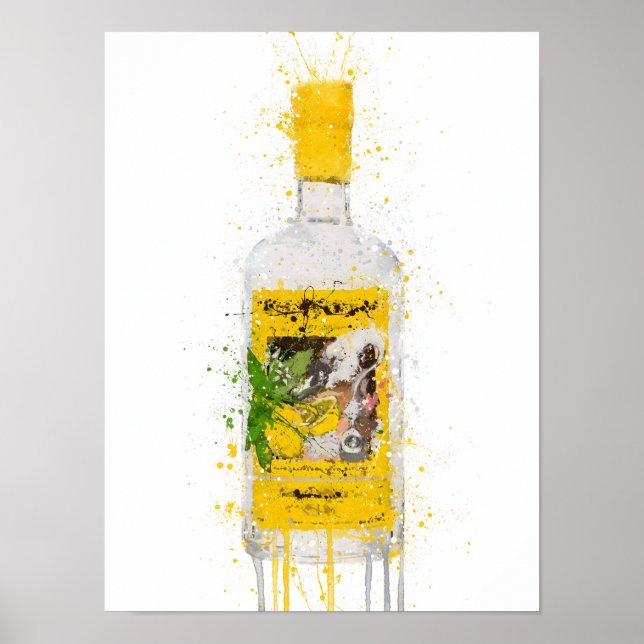 Gin Bottle Wall Art Print 'Zest' Poster (Framsidan)