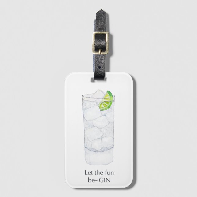 Gin Cocktail Luggage Tag Bagagebricka (Framsida vertikal)