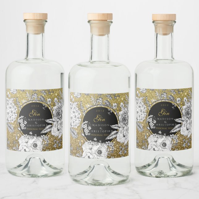 Gin Dotted bottle Spritflaskor Etikett (Flaskor)
