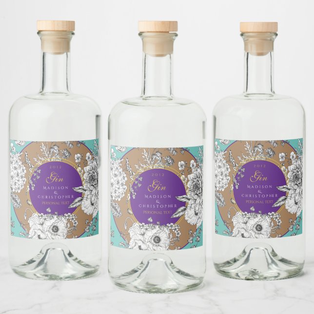 Gin Dotted bottle Spritflaskor Etikett (Flaskor)