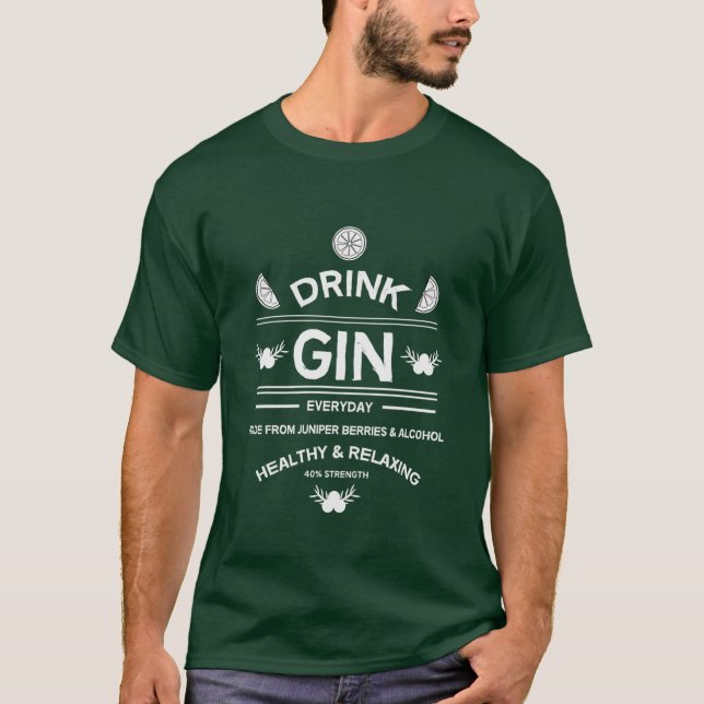 Gin-drickare | Älskar Gin | Hemdekor | Barer som s T Shirt (Framsida)