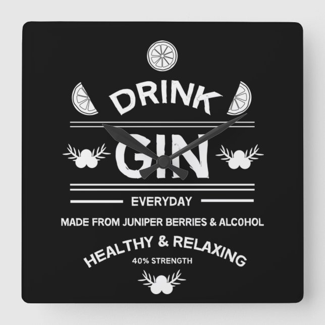 Gin Drinkers | Kärlek Gin | Hemdekret | Pub Servin Fyrkantig Klocka (Framsida)