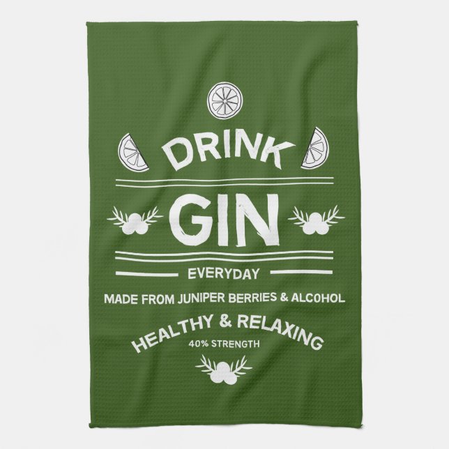 Gin Drinkers | Kärlek Gin | Hemdekret | Pub Servin Kökshandduk (Vertikal)