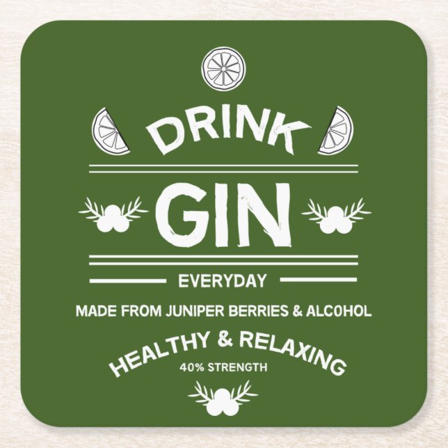 Gin Drinkers | Kärlek Gin | Hemdekret | Pub Servin Underlägg Papper Kvadrat (Framsidan)