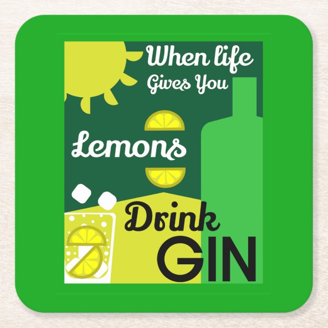 Gin Drinkers | Kärlek Gin | Hemdekret | Pub Servin Underlägg Papper Kvadrat (Framsidan)