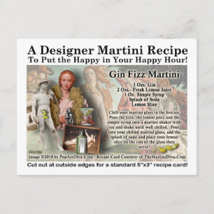 Gin Fizz Martini Recipe-vykort Vykort