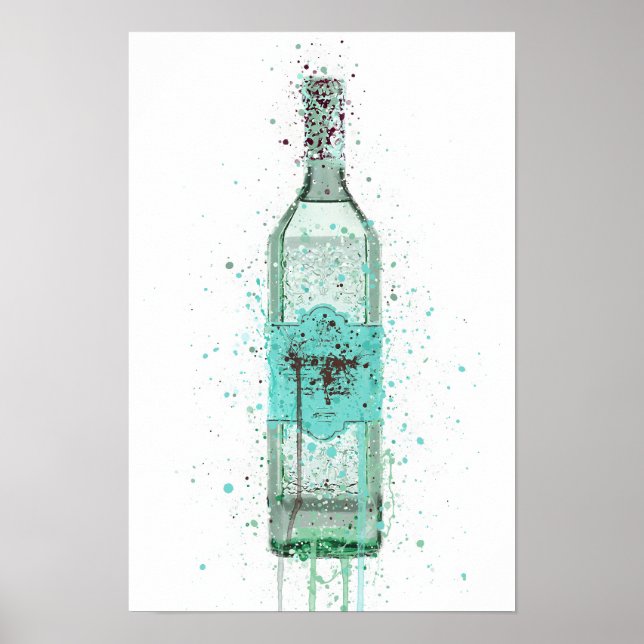 Gin Flaska Wall Art Skriv ut Anka Egg Blue Poster (Framsidan)
