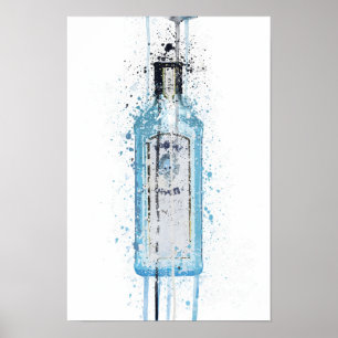 Gin Flaska Wall Art Skriv ut "Ocean Blue" Poster