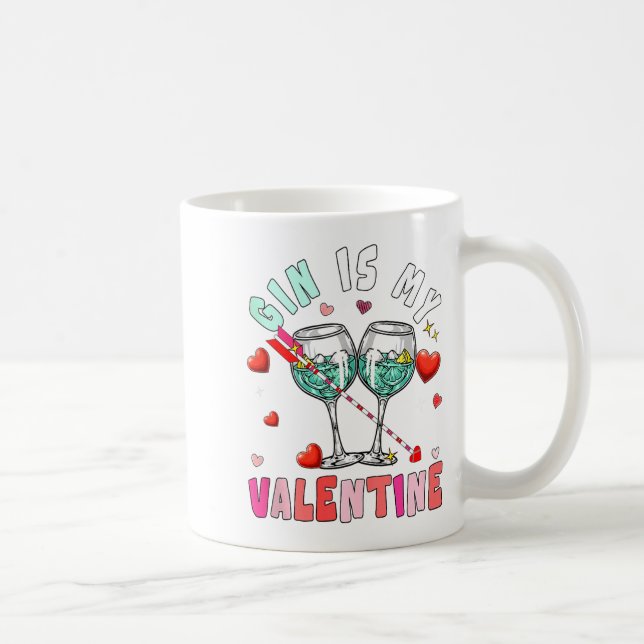 Gin Is My Valentine Hearts Matching Drinker Family Kaffemugg (Höger)