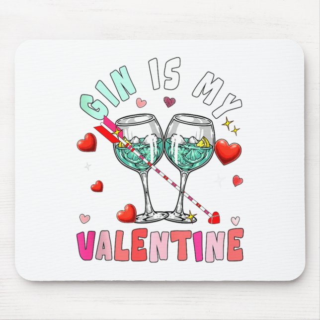 Gin Is My Valentine Hearts Matching Drinker Family Musmatta (Framsidan)