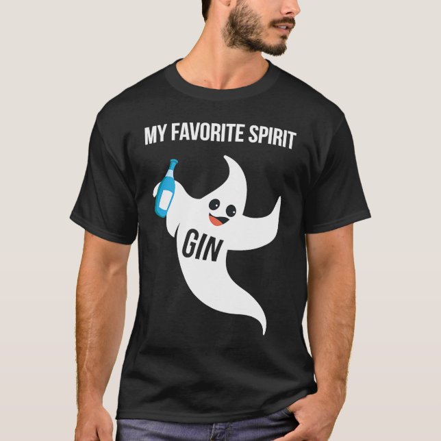 Gin My Favorite Spirit  Halloween Drinking Costume T Shirt (Framsida)