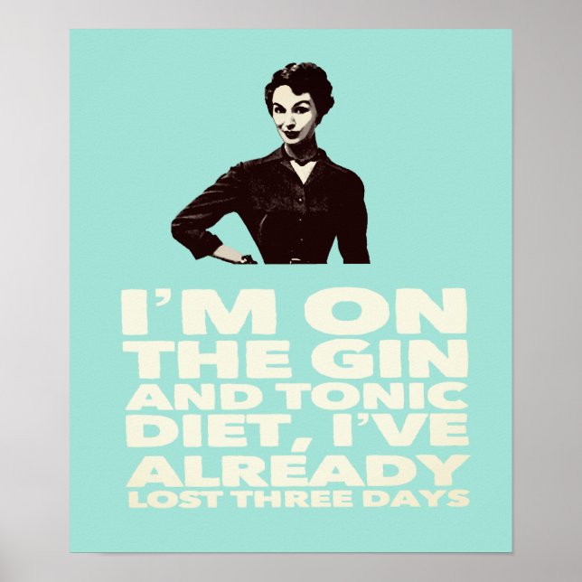 Gin och Tonic Diet vintage dam Poster (Framsidan)