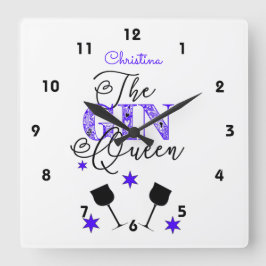 Gin Queen White Fyrkantig Klocka