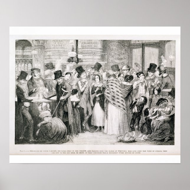 Gin Shop, tallrik 1 av "Drunkards barn" Poster (Framsidan)