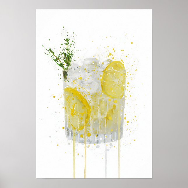 Gin & Tonic 'Citron och Timjan' Poster (Framsidan)