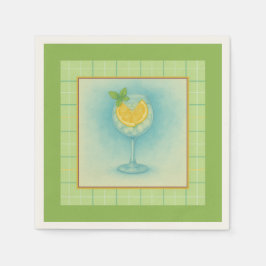 Gin & Tonic Cocktail Napkin – Mint Plaid Pappersservett