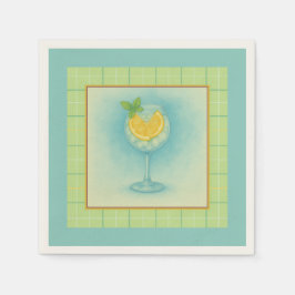 Gin & Tonic Cocktail Napkin – Mint Plaid Pappersservett