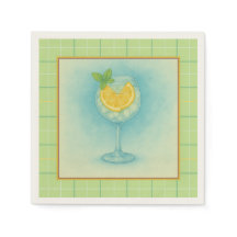 Gin & Tonic Cocktail Napkin - Mint Play
