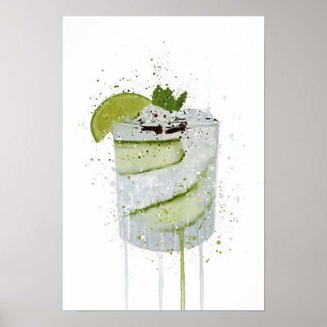 Gin & Tonic 'Cucumber and Lime'  Poster (Framsidan)
