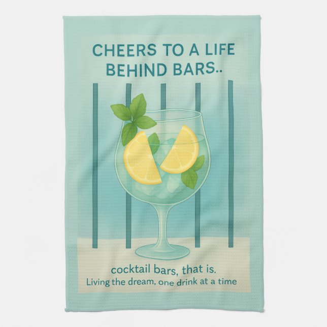 Gin & Tonic Kökshandduk | Anducksg blå kökspresent (Vertikal)