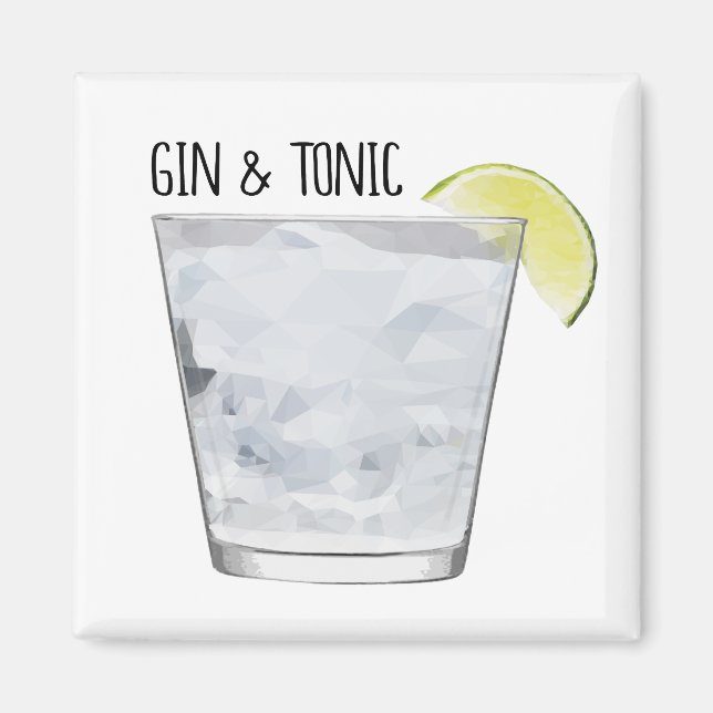 "Gin & Tonic" Magnet for Pub Kitchen Geometric Art (Framsidan)