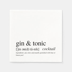 Gin & Tonic Modern Quote Black Typography Pappersservett