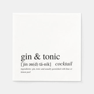 Gin & Tonic Modern Quote Black Typography Pappersservett