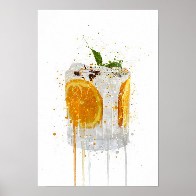 Gin & Tonic 'Orange and Basil' Poster (Framsidan)