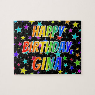 ’GINA’ First Namn, Roligt ’GRATTIS PÅ FÖDE Pussel