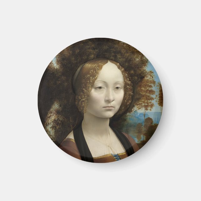 Ginevra de' Benci av Leonardo Da Vinci Magnet (Framsidan)