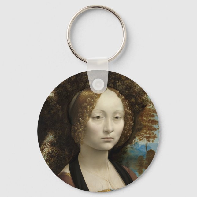 Ginevra de' Benci av Leonardo Da Vinci Nyckelring (Framsida)