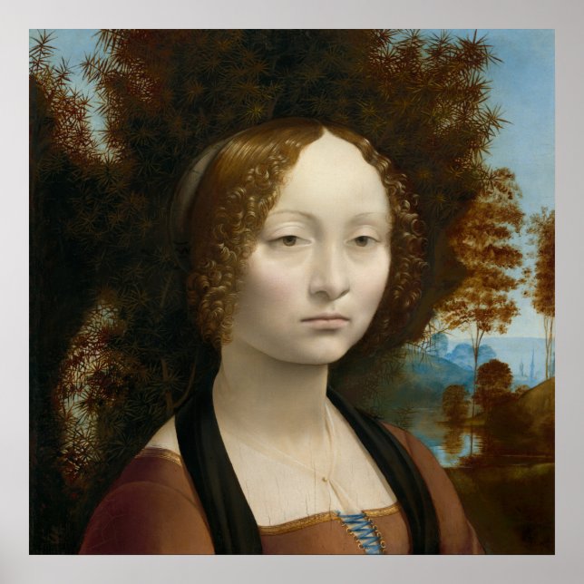 Ginevra de Benci av Leonardo da Vinci Poster (Framsidan)