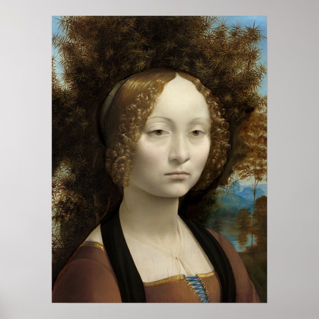 Ginevra de' Benci av Leonardo Da Vinci Poster (Framsidan)