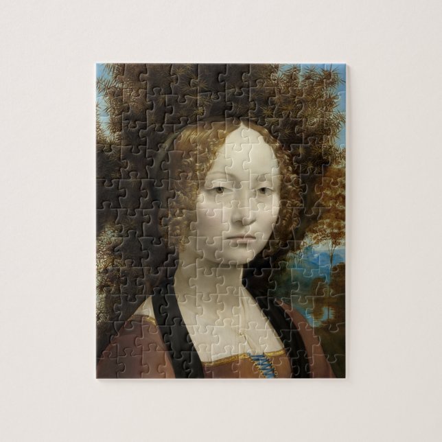 Ginevra de' Benci av Leonardo Da Vinci Pussel (Vertikal)