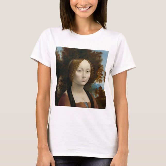 Ginevra de Benci by Leonardo da Vinci T Shirt (Framsida)