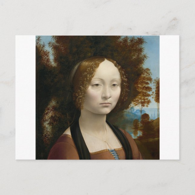 Ginevra de Benci by Leonardo da Vinci Vykort (Framsida)