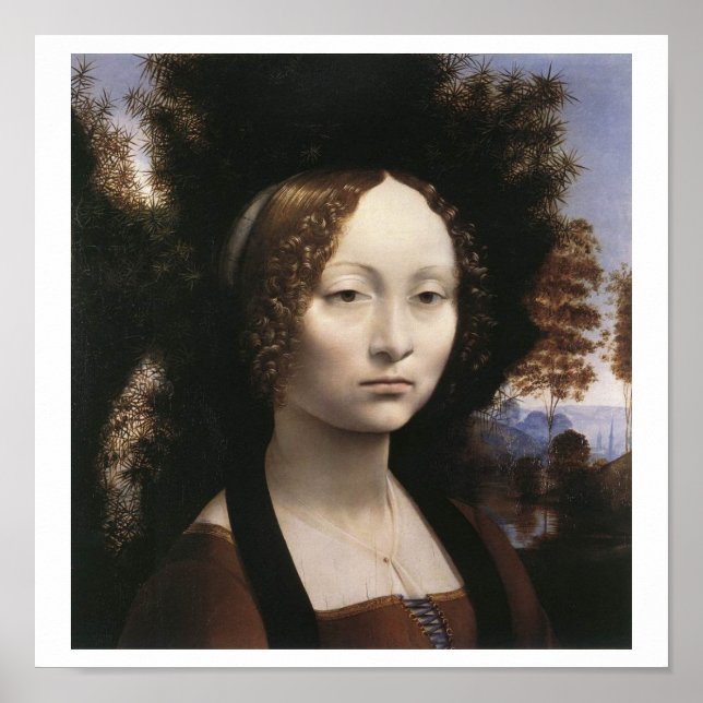 Ginevra de'Benci av Leonardo Da Vinci Poster (Framsidan)