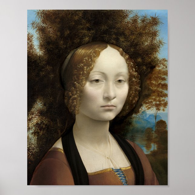 Ginevra de'Benci av Leonardo Da Vinci Poster (Framsidan)