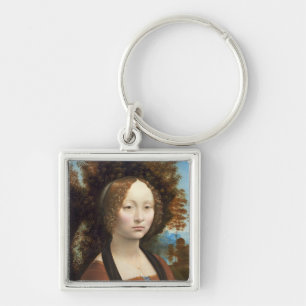 Ginevra de'Benci, c. 1474-78 Fyrkantig Silverfärgad Nyckelring