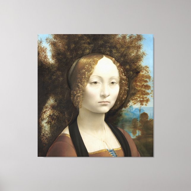 Ginevra de'Benci Leonardo da Vinci Canvastryck (Framsida)
