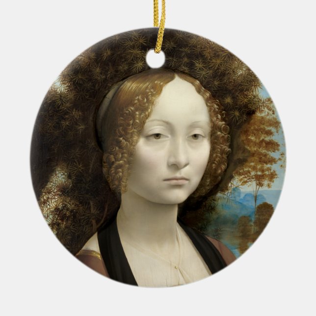 Ginevra de'Benci Leonardo da Vinci Julgransprydnad Keramik (Framsidan)