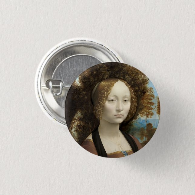 Ginevra de'Benci Leonardo da Vinci Knapp (Framsida & baksida)