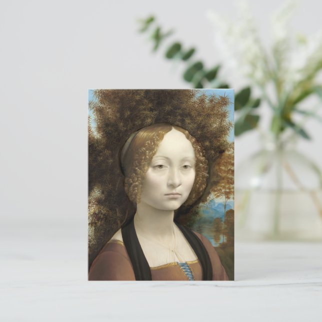Ginevra de'Benci Leonardo da Vinci Vykort (Stående Fram)