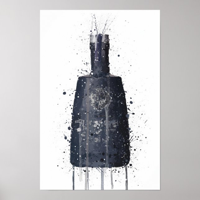 Ginflask väggkonsttryck 'Dark Granite' Poster (Framsidan)