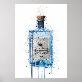 Ginflaskans väggkonsttryck 'Blue Barrel' Poster