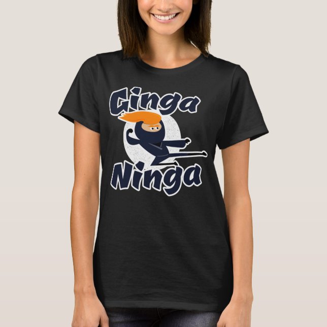 Ginga Ninga - Lönt Rödhårig Ninja Gift T Shirt (Framsida)