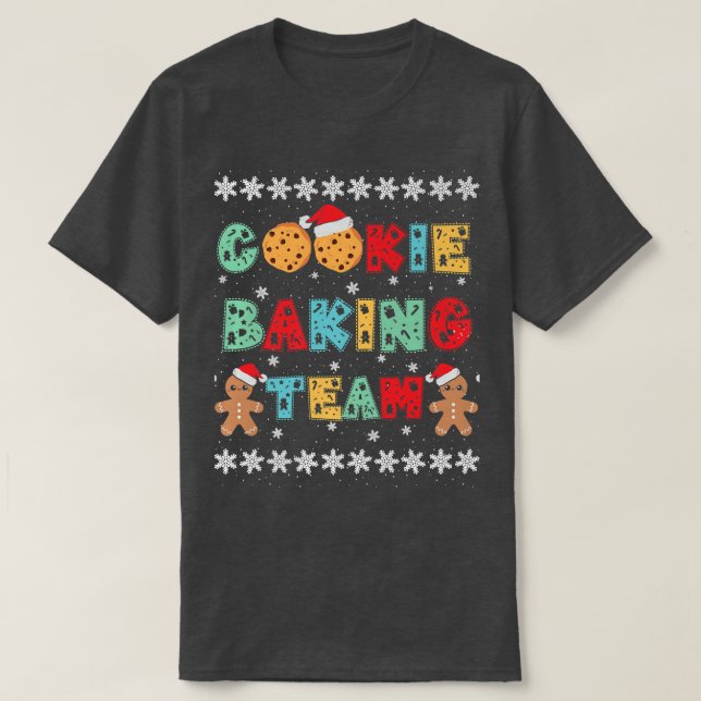 Gingbreadsgubbar med julhattar för Cookie Baking T T Shirt (Design framsida)
